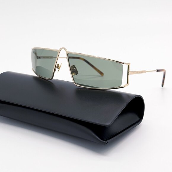 NEW SAINT LAURENT SL 606 004 GOLD GREEN UNISEX SUNGLASSES SAINT LAURENT SL606 - Picture 3 of 14